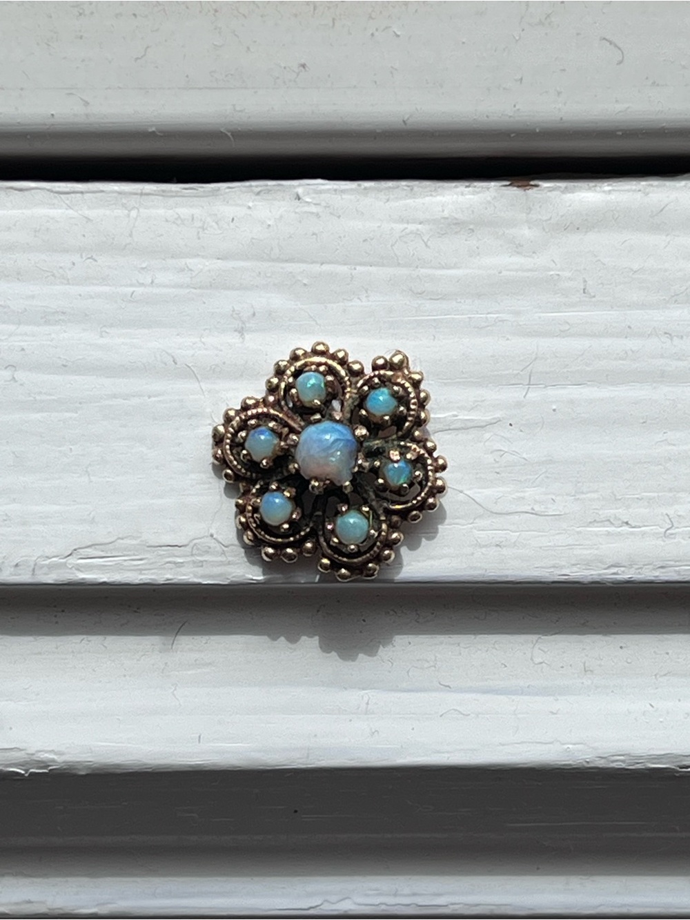 14K Gold Opal Floral Cluster